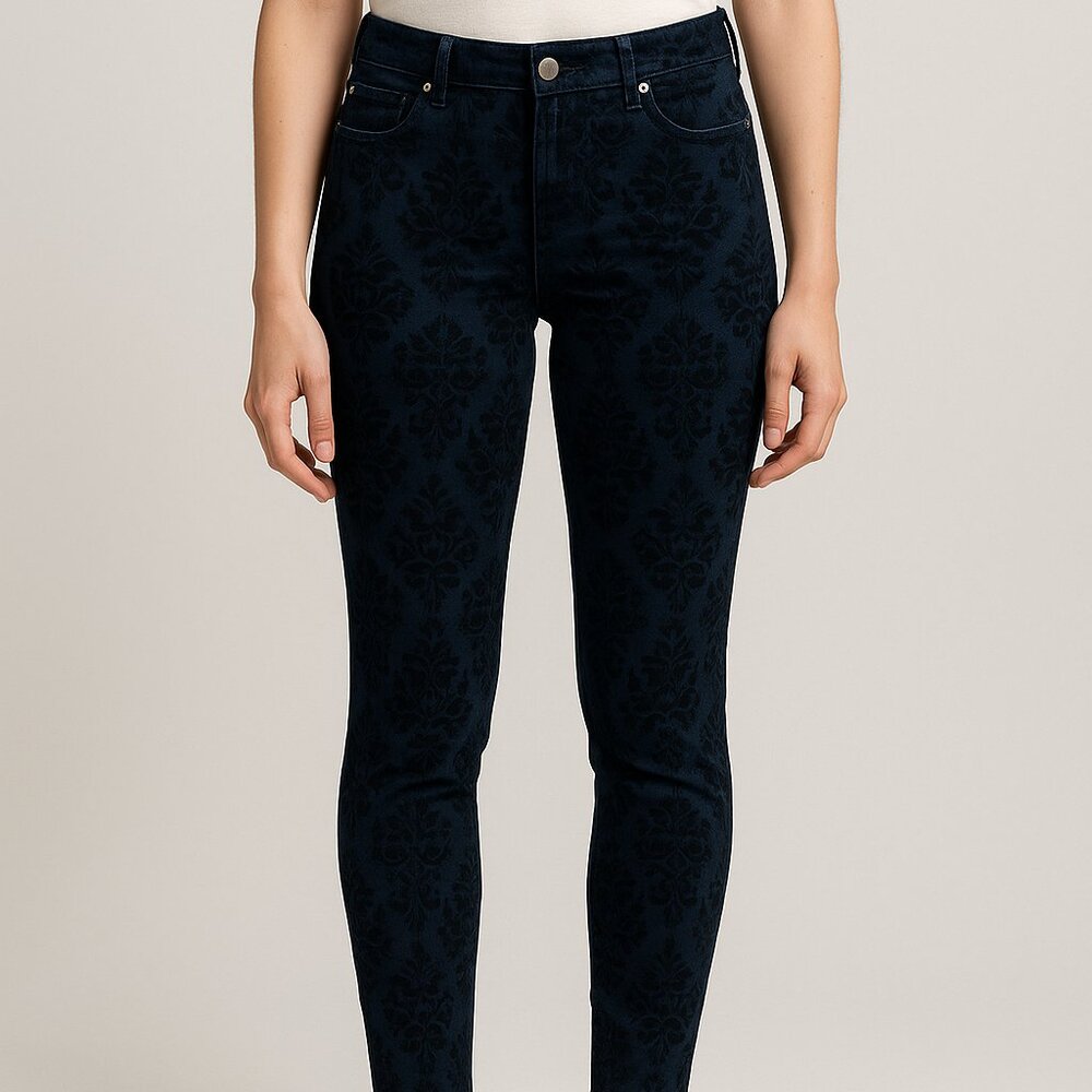 Free People Blue Jacquard Skinny Pants